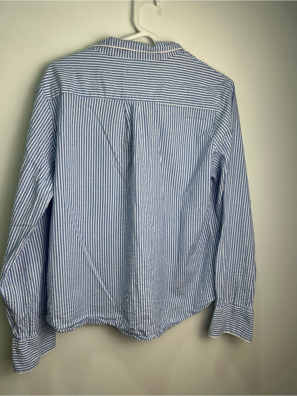 100% Cotton Petite Plume Striped Light Blue & White Relaxed Pajama Shirt - Picture 6 of 7